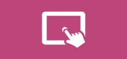 symbol umiejętności cyfrowych: wskazujący palec dotyka ekran tabletu